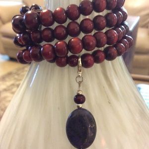 MALA BRACELET/NECKLACE W/BLUE SEA JASPER PENDANT